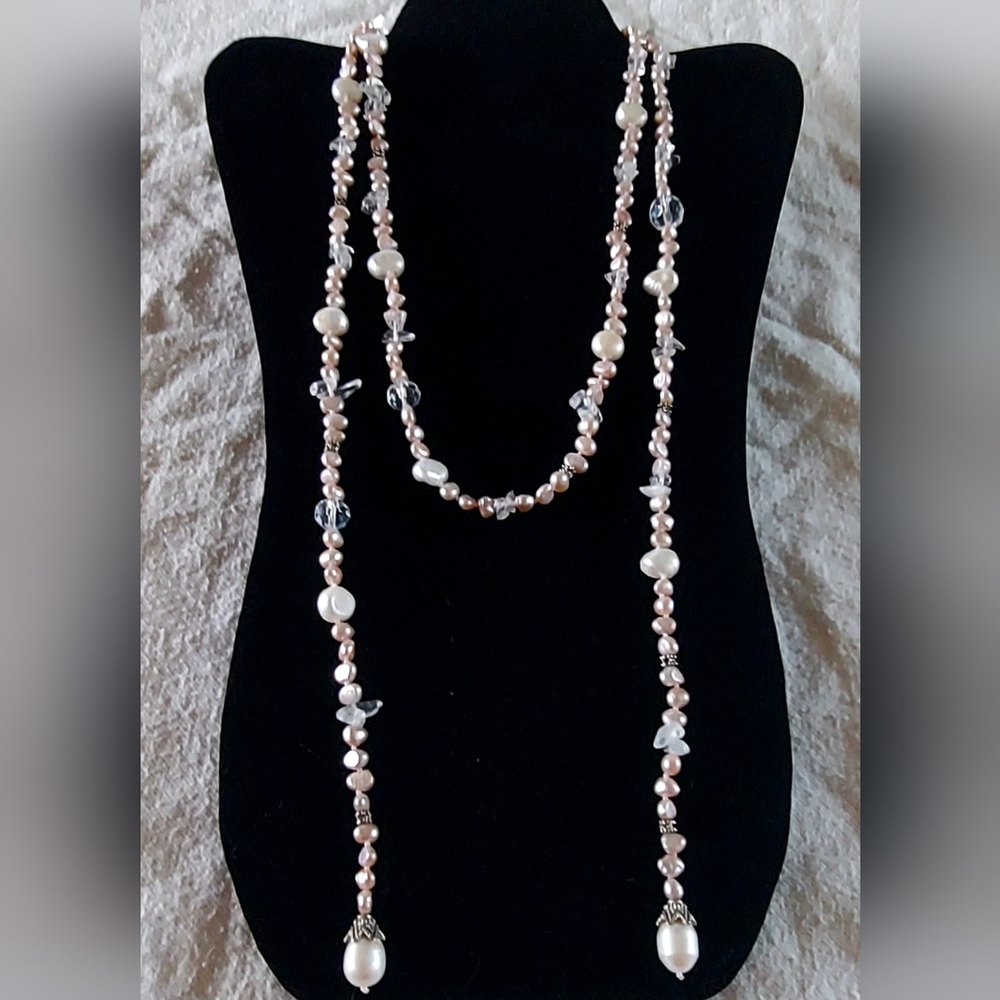 Handmade Light Pink & White Pearl & Bead Strand